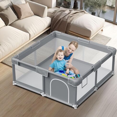 65×65 Inch Stylish Hexagonal Baby Playpen, Soft Play Pen for Babies and Toddlers, Safe Anti-Fall Baby Play Yards, Indoor & Outdoor Sturdy Safety Baby Activity Center, Baby Fence with Breathable Mesh in Saudi Arabia