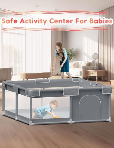 65×65 Inch Stylish Hexagonal Baby Playpen, Soft Play Pen for Babies and Toddlers, Safe Anti-Fall Baby Play Yards, Indoor & Outdoor Sturdy Safety Baby Activity Center, Baby Fence with Breathable Mesh in Saudi Arabia