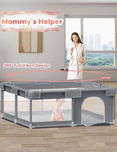 65×65 Inch Stylish Hexagonal Baby Playpen, Soft Play Pen for Babies and Toddlers, Safe Anti-Fall Baby Play Yards, Indoor & Outdoor Sturdy Safety Baby Activity Center, Baby Fence with Breathable Mesh in Saudi Arabia