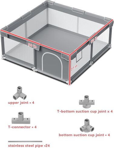 65×65 Inch Stylish Hexagonal Baby Playpen, Soft Play Pen for Babies and Toddlers, Safe Anti-Fall Baby Play Yards, Indoor & Outdoor Sturdy Safety Baby Activity Center, Baby Fence with Breathable Mesh in Saudi Arabia