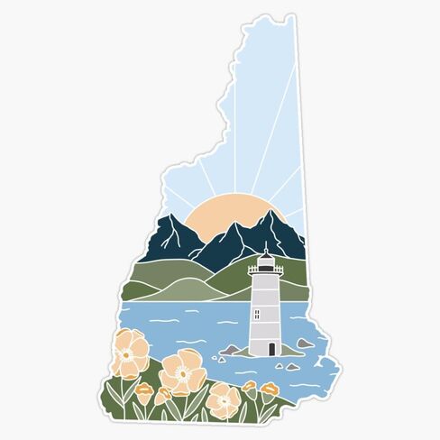 New Hampshire Illustrated Graphic Sticker Bumper Sticker Vinyl Decal 5" in Saudi Arabia