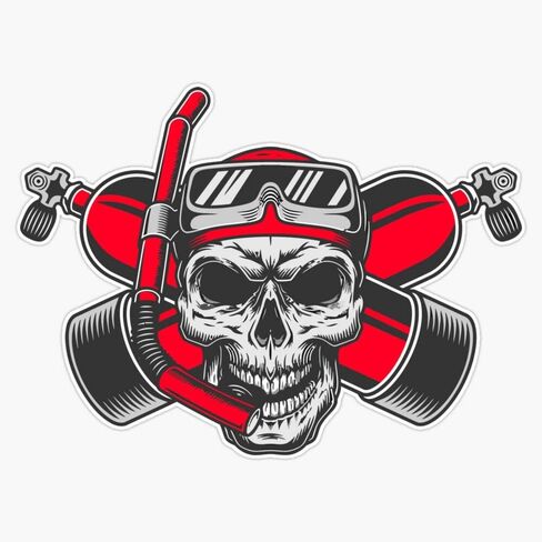 MAGNET Scuba diving diver skull Magnet Vinyl Magnetic Sticker Size 5" in Saudi Arabia