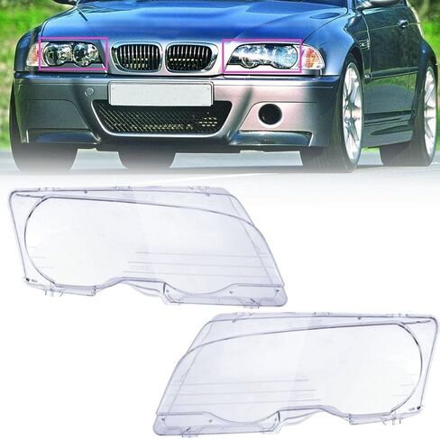 Front Headlamp Headlight Lens Cover, Clear, E46, 2Door, 3 Series, Coupe, 98-01, 1Pair in Saudi Arabia
