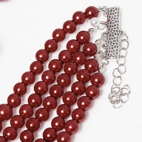 Multi Layer Pearl Strand Costume Jewelry Sets Necklace Bracelet and Earrings Jewelry Set in Saudi Arabia