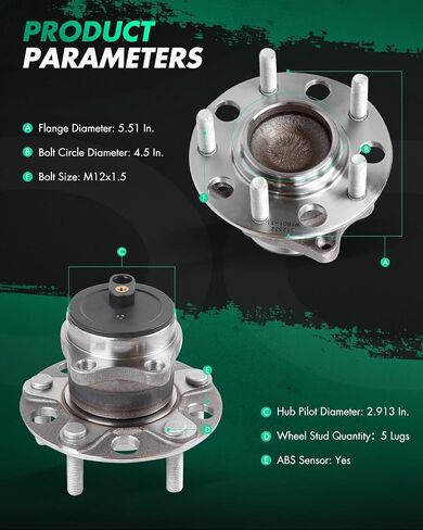 Scitoo Wheel Bearing and Hub Assembly Set 2 Pack Fits for Dodge Avenger 2008-2014 Bear Hub Bearing with 5 Lugs 512332 in Saudi Arabia