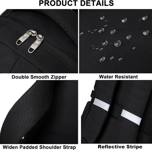 School Bag for Teens Girls,Girls Backpack Set,3 PCS Kids Backpack for Women,15.6 Inch Laptop Middle High School College Student Casual Travel Daypack with Lunch Box Pencil Pouch Set(Black) in Kuwait