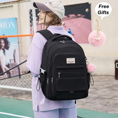 School Bag for Teens Girls,Girls Backpack Set,3 PCS Kids Backpack for Women,15.6 Inch Laptop Middle High School College Student Casual Travel Daypack with Lunch Box Pencil Pouch Set(Black) in Kuwait