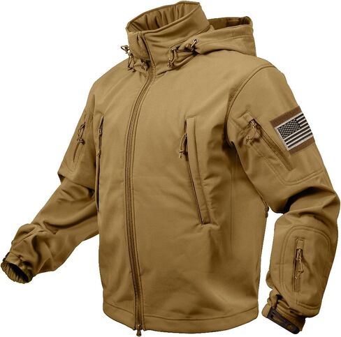 Rothco Special Ops Tactical Soft Shell Jacket with Patches Bundle (XX-Large, Black with Silver Patches) in Saudi Arabia