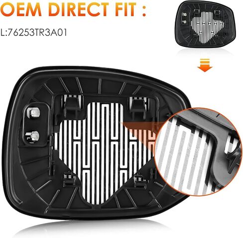 استبدال الزجاج الجانبي لركوب السائق الأيسر متوافق مع 2012-2013 Honda Civic View View Side Side مرآة مسخنة استبدال 76253T3A01 in Kuwait