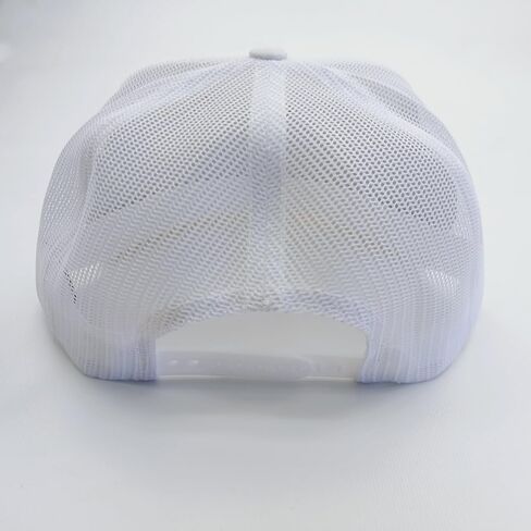 Snapback Baseball Cap, White with Red Letters, Flat Bill Mesh Back in Saudi Arabia