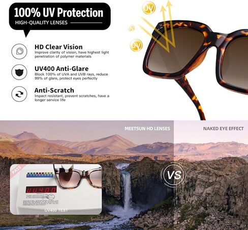 MEETSUN Vintage Square Oversized Sunglasses for Women Fashion Retro Designer Shades Big Trendy Large Sunnies in Saudi Arabia