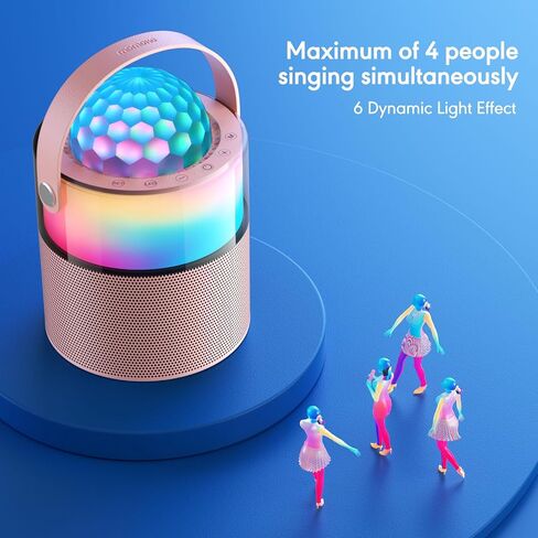 Karaoke Machine, Mini Portable Bluetooth Speaker Wireless with 2 Wireless Mics for Adults Kids Singing Machine, Disco LED Lights for Travel Girls Boys Home Party Gifts (Pink) in Saudi Arabia