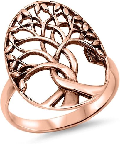Blue Apple Co. Tree of Life Ring Solid 925 Sterling Silver Family Tree of Life Band 3-14 Simple Plain in Saudi Arabia