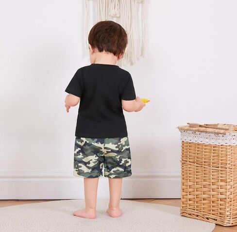 Toddler Baby Boy Summer Clothes Tops Camouflage Shorts 2Pcs Outfits | 12-18 Months,18-24 Months,2T 3T 4T 5T 6T,Kids,Letter Print,Short Sleeve,Boys Clothing in Saudi Arabia