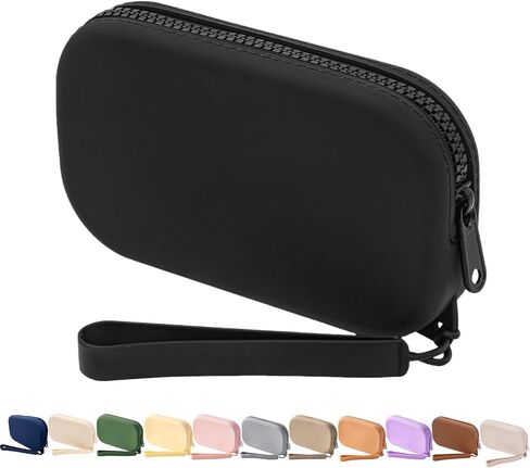Small Silicone Multifunctional Essential Bag Portable Travel Makeup Bag for Women Men Cards Cash Bag Zipper Pouch (Black) in Saudi Arabia