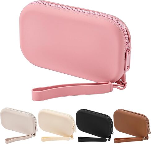 Small Silicone Multifunctional Essential Bag Portable Travel Makeup Bag for Women Men Cards Cash Bag Zipper Pouch (Black) in Saudi Arabia