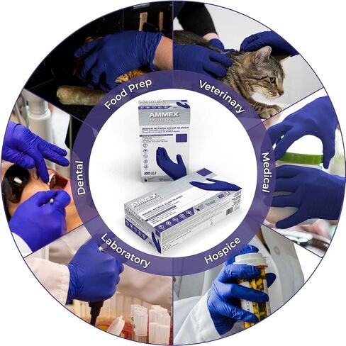 Ammex Indigo Nitrile Disposable Exam Gloves, 3 Mil, Latex/Powder Free, Textured, Medium, Case of 1000 in Saudi Arabia
