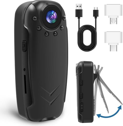 WOTCHA Body Camera, 1080P HD Portable Body Cam with 64GB Memory Card, Night Vision IR, Motion Detection, Loop Recording, 8-10HR Battery Mini Video Bodycam for Traveling, Walking, Cycling in Saudi Arabia