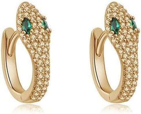 Women's Vintage Animal Crystal Dangle Earrings - Small Snake Shape Snake Earrings, Adorned with Zirconia - Gold Plated Hypoallergenic Jewelry, Suitable for Men and Women in Saudi Arabia