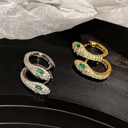Women's Vintage Animal Crystal Dangle Earrings - Small Snake Shape Snake Earrings, Adorned with Zirconia - Gold Plated Hypoallergenic Jewelry, Suitable for Men and Women in Saudi Arabia