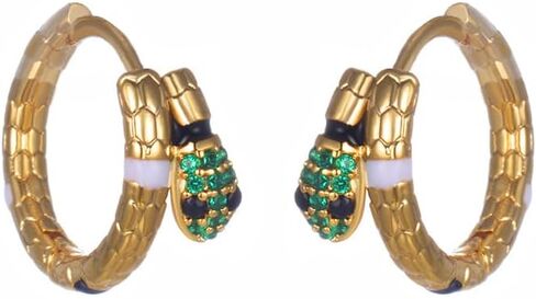 Women's Vintage Animal Crystal Dangle Earrings - Small Snake Shape Snake Earrings, Adorned with Zirconia - Gold Plated Hypoallergenic Jewelry, Suitable for Men and Women in Saudi Arabia