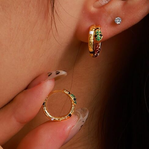 Women's Vintage Animal Crystal Dangle Earrings - Small Snake Shape Snake Earrings, Adorned with Zirconia - Gold Plated Hypoallergenic Jewelry, Suitable for Men and Women in Saudi Arabia