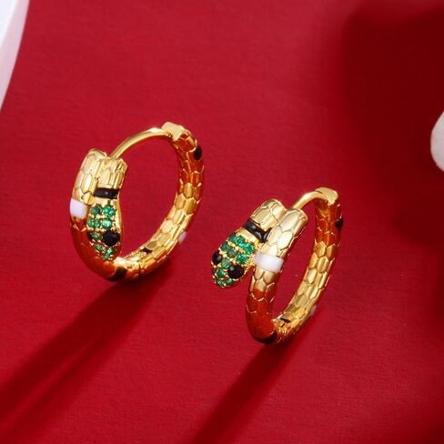 Women's Vintage Animal Crystal Dangle Earrings - Small Snake Shape Snake Earrings, Adorned with Zirconia - Gold Plated Hypoallergenic Jewelry, Suitable for Men and Women in Saudi Arabia
