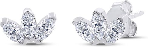 18K الذهب المطلي بالفضة الاسترليني Post Post أقراط Trinity Stud ، 0.60 قيراط (CTW) Moissanite Diamond 3-Stone Stud أقراط للنساء | هدايا المجوهرات العصرية لأقراط دفعها in Saudi Arabia