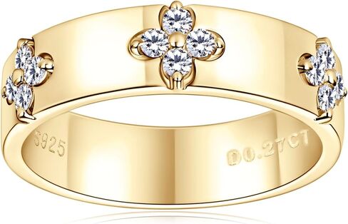 Clover Moissanite Wedding Band D Color VVS1 Clarity 925 Sterling Silver 18K Gold Plated Four Leaf Rings for Women or Men Anniversary Promise Bridal Jewelry Gifts in Saudi Arabia