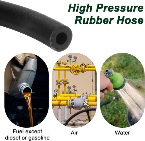 Fuel Line Hose, 5mm ID 11mm OD 4.9ft Length, NBR Rubber High Pressure Heat Resistant Gas Line Hose Oil Hose W 4pcs Clamps for Automotive Fuel Systems/Steam Emission/Engines in Saudi Arabia