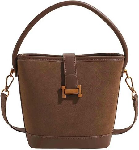 Women's retro niche leopard print crossbody bag suede bag versatile casual hand-held bucket bag in Kuwait