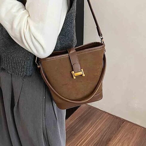 Women's retro niche leopard print crossbody bag suede bag versatile casual hand-held bucket bag in Kuwait