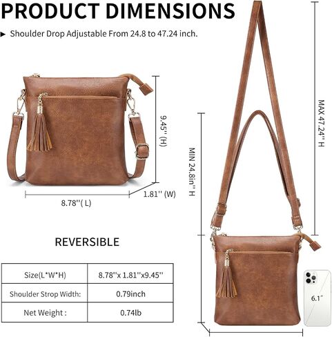 SENDEFN Crossbody Purse for Women Lightweight Medium Trendy Leather Crossbody Bag Women's Shoulder Handbags with Tassel in Saudi Arabia