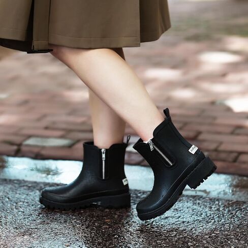Women's Waterproof Chelsea Rain Boots, Decorative Side Zipper | Waterproof Chelsea rain boots with a decorative side zipper, easy-clean upper, and ankle coverage for rain and daily wear in Saudi Arabia