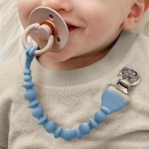 Itzy Ritzy Silicone Pacifier Clip; 100% Food Grade Silicone Pacifier Strap with Clip Keeps Pacifiers, Teethers & Small Toys in Place; Features One-Piece Design & Silicone Cord (Toast Ombre) in Kuwait