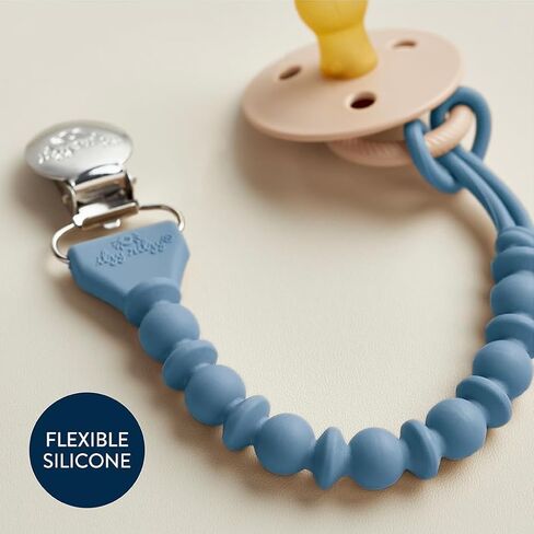 Itzy Ritzy Silicone Pacifier Clip; 100% Food Grade Silicone Pacifier Strap with Clip Keeps Pacifiers, Teethers & Small Toys in Place; Features One-Piece Design & Silicone Cord (Toast Ombre) in Kuwait
