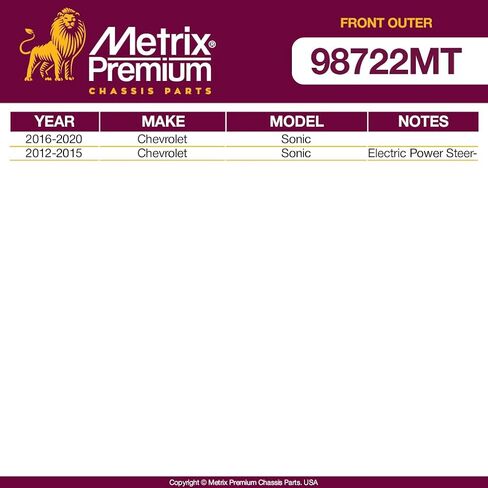 Metrix Premium Chassis Parts-2 PC Front Tie Rod End Kit Fits 2016-2020 Chevrolet Sonic ، 2012-2015 Chevrolet Sonic ، استبدال ES800929 ، مصنوع في أوروبا in Saudi Arabia