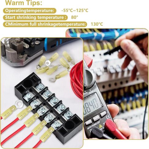 200PCS Heat Shrink Ring Connectors kit, Marine Grade Ring Terminals, Waterproof Electrical Connectors for Automotive (Incl.#10,1/4",5/16",3/8" Eyelet Connectors) in Kuwait