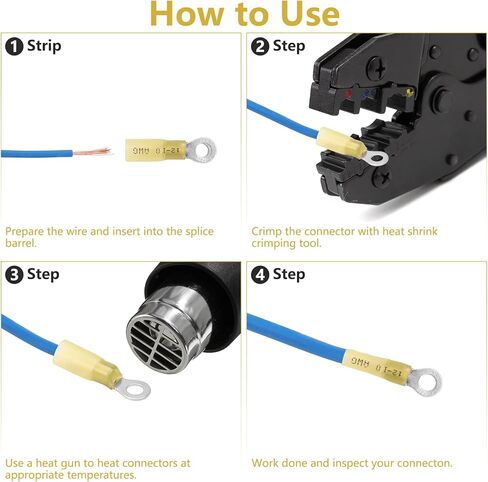 200PCS Heat Shrink Ring Connectors kit, Marine Grade Ring Terminals, Waterproof Electrical Connectors for Automotive (Incl.#10,1/4",5/16",3/8" Eyelet Connectors) in Kuwait