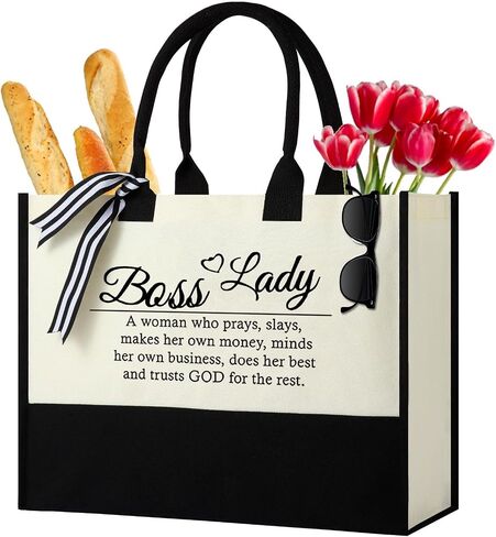Personalized Canvas Initial Tote Bags,Embroidery Monogram with Leather Handle,Present Suitable for Mom,Wedding,Beach in Saudi Arabia