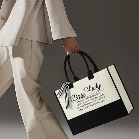 Personalized Canvas Initial Tote Bags,Embroidery Monogram with Leather Handle,Present Suitable for Mom,Wedding,Beach in Saudi Arabia