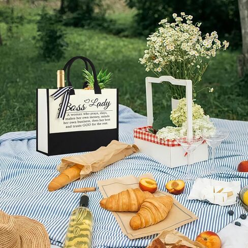 Personalized Canvas Initial Tote Bags,Embroidery Monogram with Leather Handle,Present Suitable for Mom,Wedding,Beach in Saudi Arabia