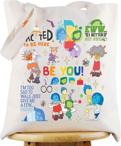 G2TUP Joy & Sadness & Fear Canvas Tote Bag Anger & Disgust Fans Gift I'm Too Sad To Walk Shoulder Bag Joy & Sadness Merch in Saudi Arabia
