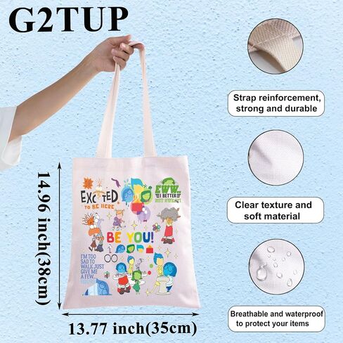 G2TUP Joy & Sadness & Fear Canvas Tote Bag Anger & Disgust Fans Gift I'm Too Sad To Walk Shoulder Bag Joy & Sadness Merch in Saudi Arabia