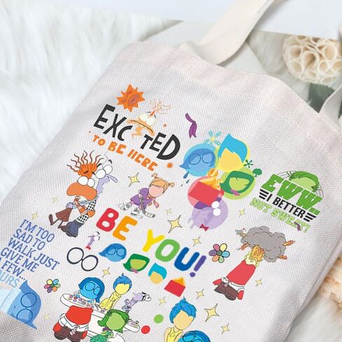 G2TUP Joy & Sadness & Fear Canvas Tote Bag Anger & Disgust Fans Gift I'm Too Sad To Walk Shoulder Bag Joy & Sadness Merch in Saudi Arabia