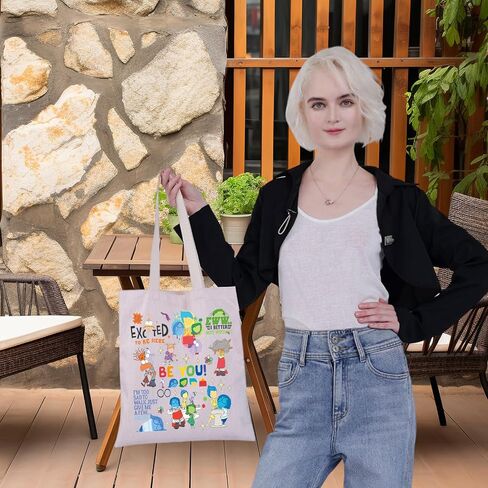 G2TUP Joy & Sadness & Fear Canvas Tote Bag Anger & Disgust Fans Gift I'm Too Sad To Walk Shoulder Bag Joy & Sadness Merch in Saudi Arabia