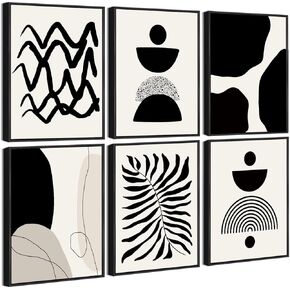 Drsoum Abstract Boho Wall Art Minimalist Framed Boho Room Decord Black Line Line Mid Century Modern Modern Bohemian Bedroom Roome Wroom Langing 8x10Inx6pcs (Framed) in Kuwait