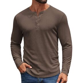 COOFANDY Mens Henley Shirts Long Sleeve Casual Pullover Shirt Fashion Button T-Shirt in Saudi Arabia