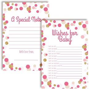 Pink & Silver Twinkle Little Star Girl Baby Wishes Cards 20 ، 4 "x6" - تذكار رائع ونشاط ممتع للاستحمام للأطفال - تمنيات بتذوق الطفل الأجيال الأخيرة - ملء البطاقات على الوجهين in Kuwait