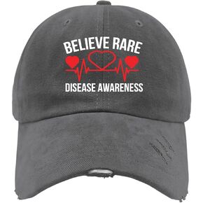 Believe Rares Disease Awareness Hat for Men Washed Distressed Baseball Caps Trendy Washed Hiking Hats Quick Dry Dark Grey in Kuwait